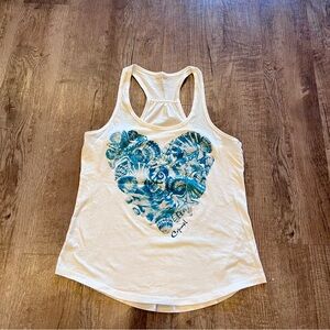 Del sol color change White Racerback Tank Blue Shell-Heart Cozumel large
